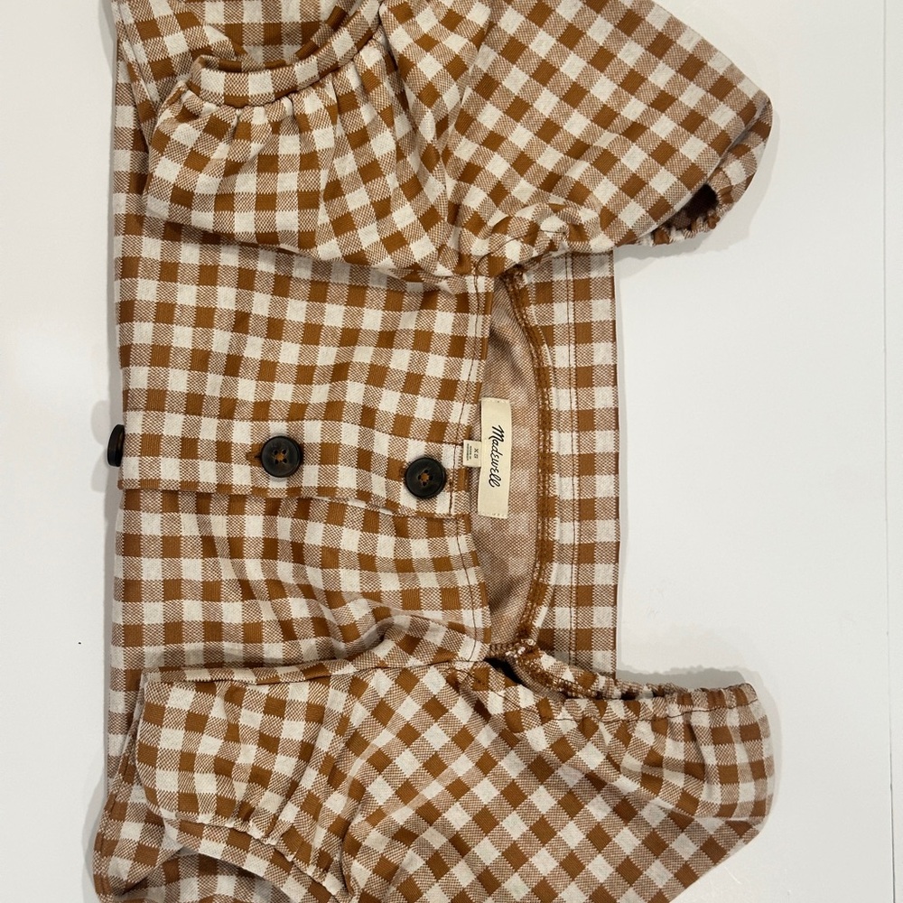 Madewell Gingham Puff Sleeve Button Front Top – XS - Picture 4 of 10